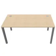 Bureau astrolite chêne fil, piètement gris, obturateurs